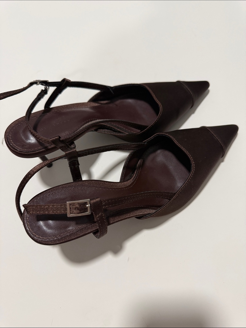 Women's Pointed Toe Slingback Heels in Dark Brown